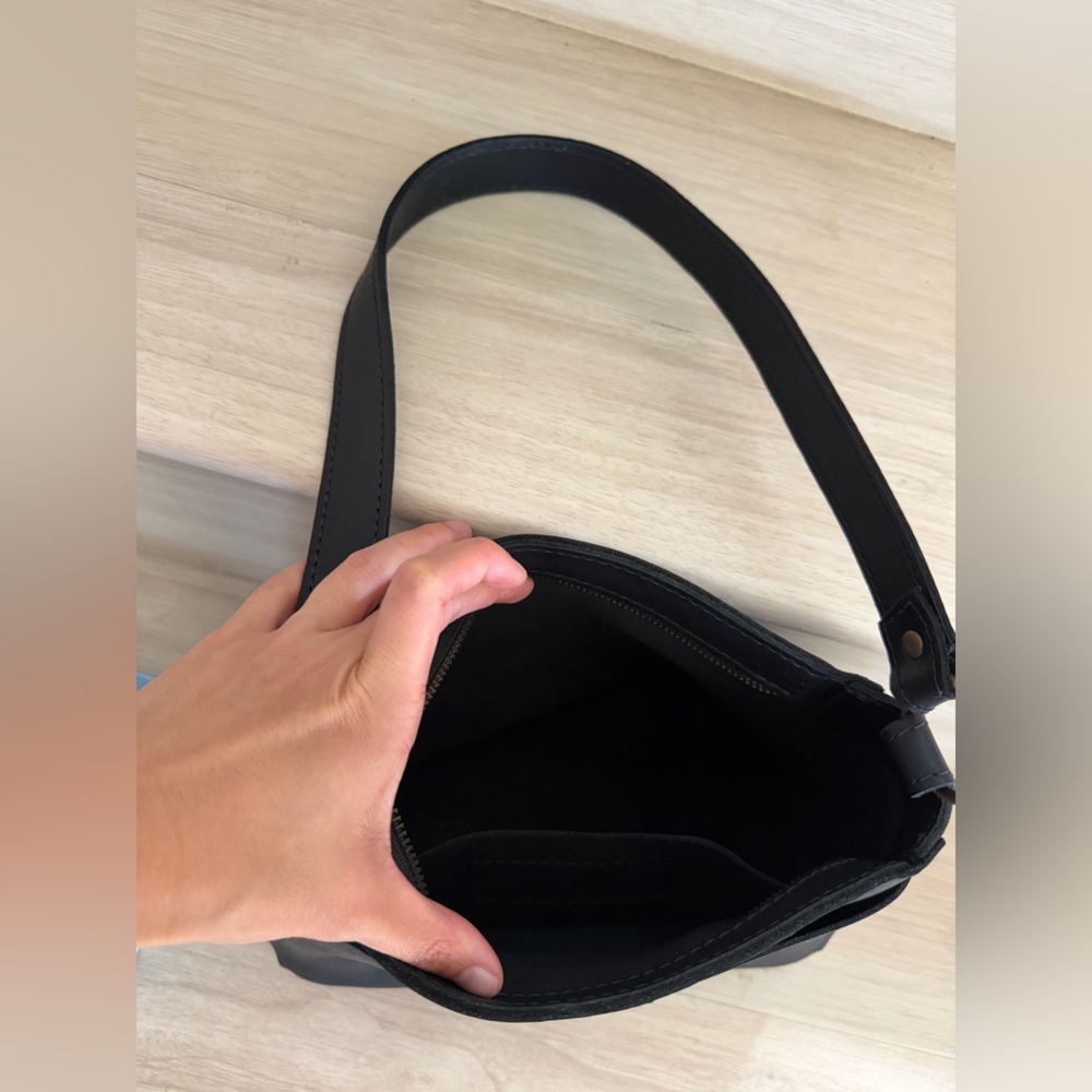 Portland Leather Goods Triangle Shoulder Bag Black Hobo Slouchy Minimalist - Picture 6 of 11
